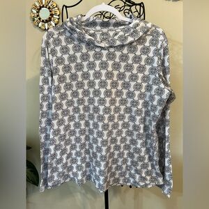 IBKUL Women’s XL Black & White Geometric Print Long Sleeve Hooded Sun Tech Top